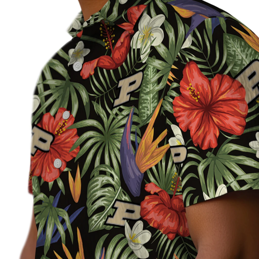 Purdue Boilermakers Hawaiian Shirt - Hawaii Floral Hibiscus purdue boilermakers hibiscus bird hawaiian shirts trendy