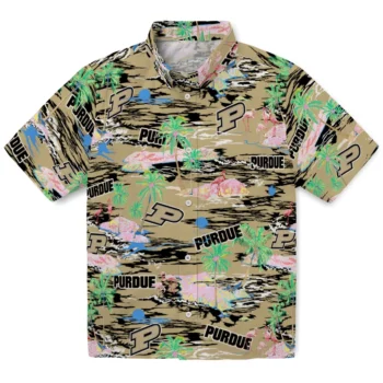 purdue boilermakers flamingo retreat gold hawaiian shirts best selling