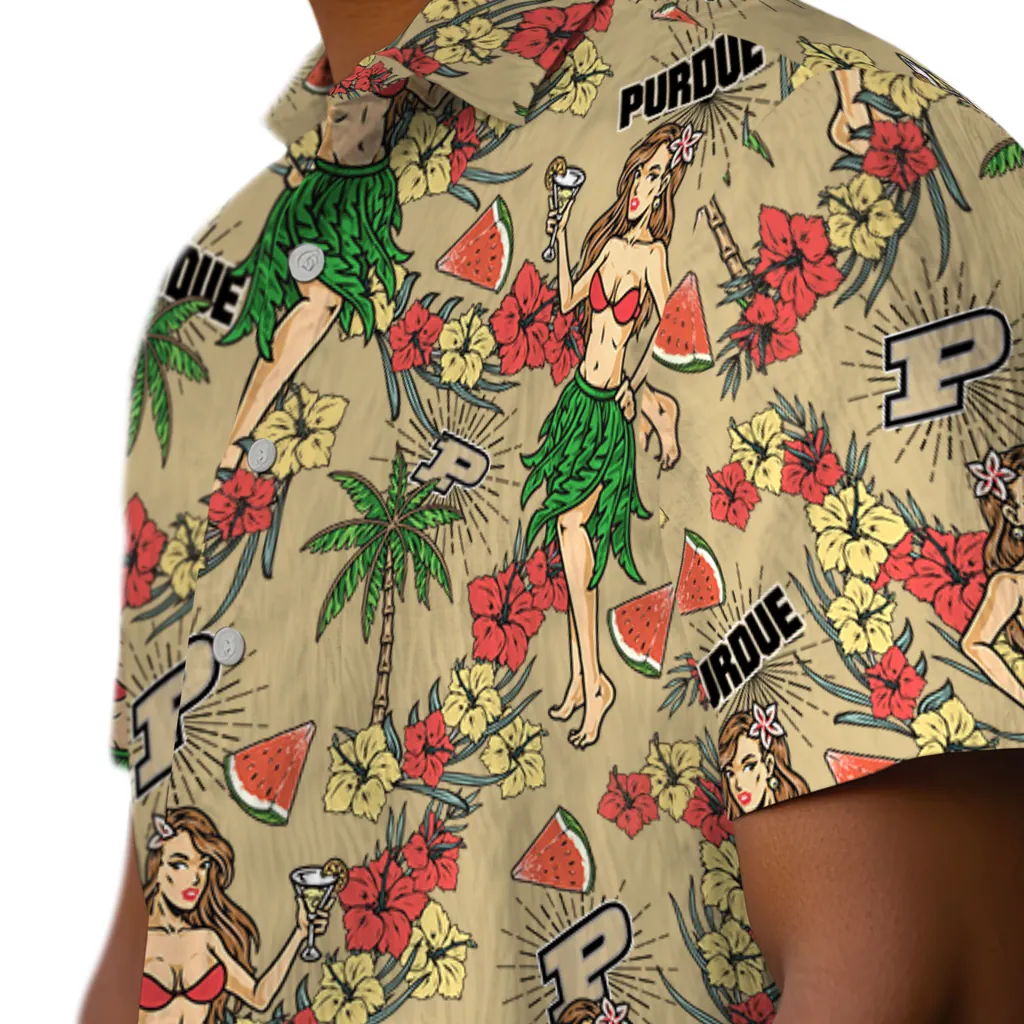 Purdue Boilermakers Hawaiian Shirt - Hawaiian Girls Design purdue boilermakers hawaiian girls design gold hawaiian shirts trendy
