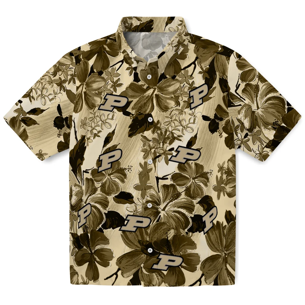 Purdue Boilermakers Hawaiian Shirt - Hibiscus Arrangement purdue boilermakers hibiscus arrangement gold hawaiian shirts best selling