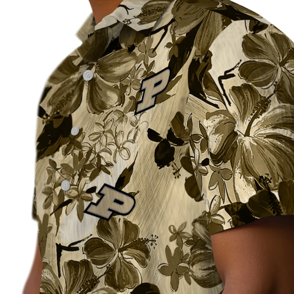 Purdue Boilermakers Hawaiian Shirt - Hibiscus Arrangement purdue boilermakers hibiscus arrangement gold hawaiian shirts trendy
