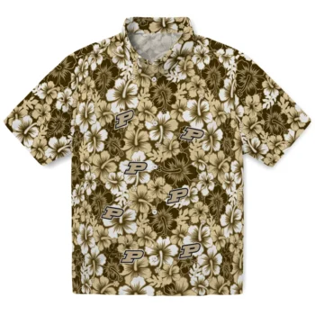 purdue boilermakers hibiscus blooms gold hawaiian shirts best selling