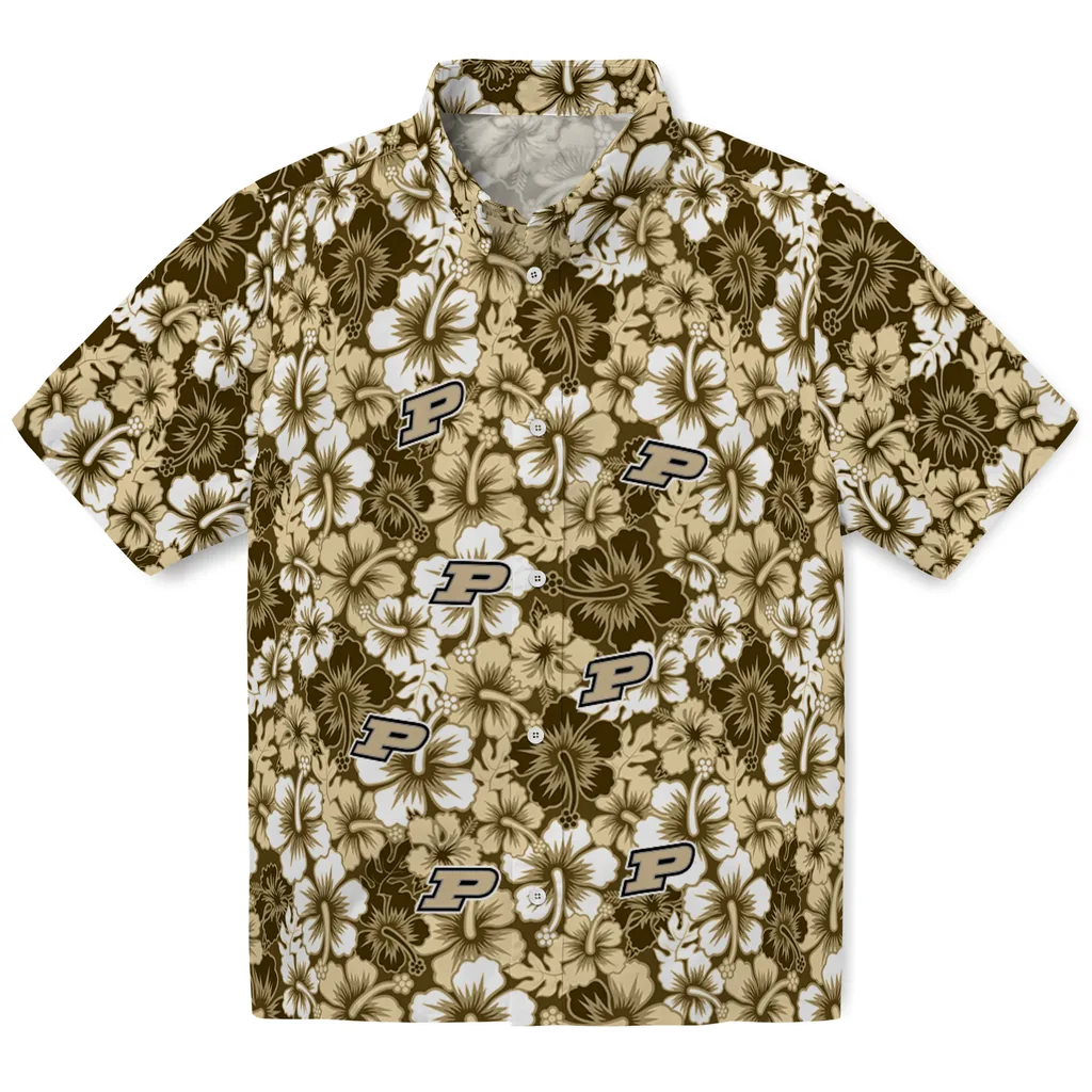 Purdue Boilermakers Hawaiian Shirt - Hibiscus Blooms purdue boilermakers hibiscus blooms gold hawaiian shirts best selling