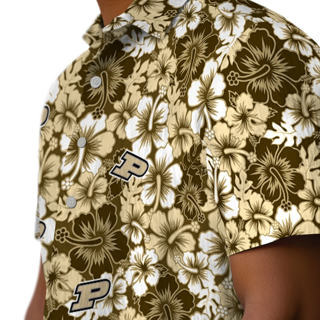 Purdue Boilermakers Hawaiian Shirt - Hibiscus Blooms purdue boilermakers hibiscus blooms gold hawaiian shirts trendy