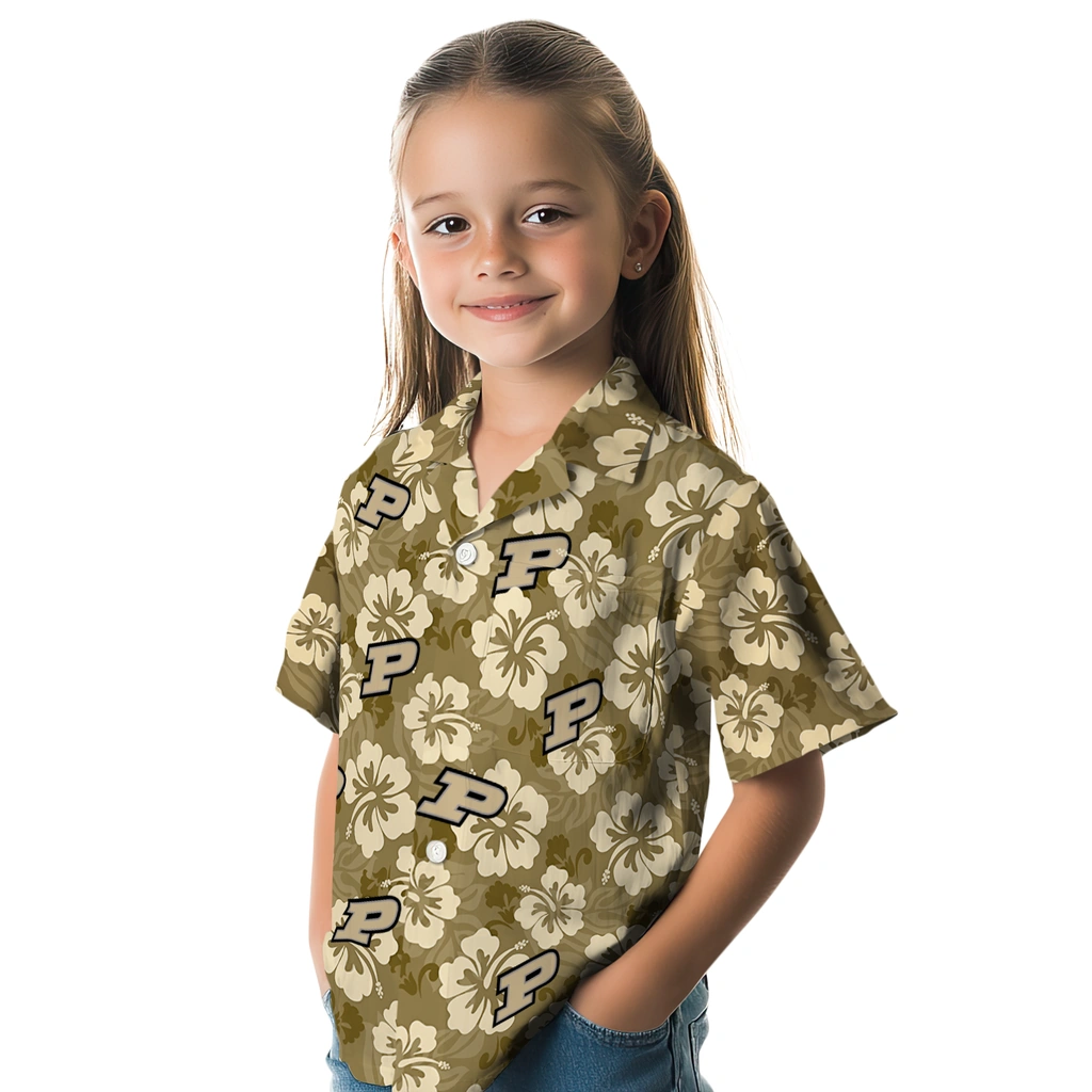 Purdue Boilermakers Hawaiian Shirt - Hibiscus Cluster purdue boilermakers hibiscus cluster gold hawaiian shirts premium grade