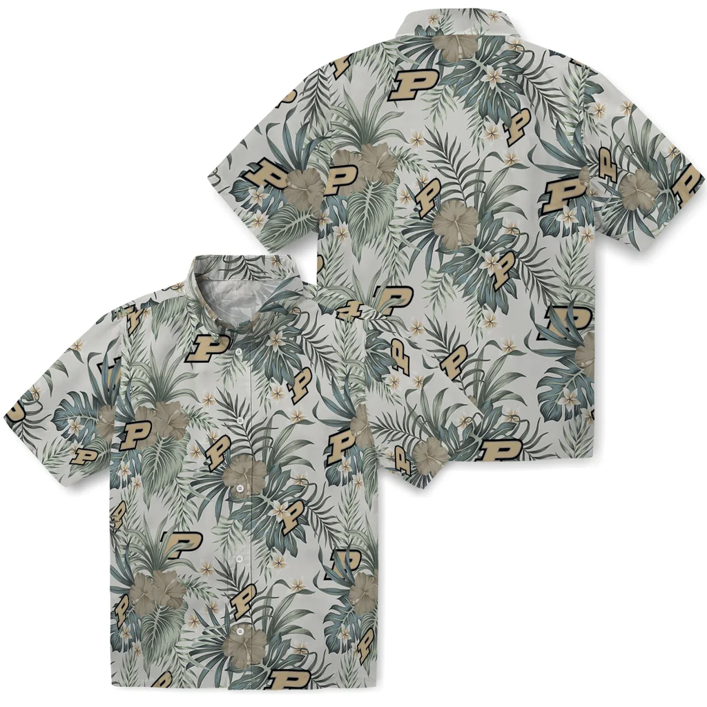 Purdue Boilermakers Hawaiian Shirt - Hibiscus Designs purdue boilermakers hibiscus designs beige hawaiian shirts high quality
