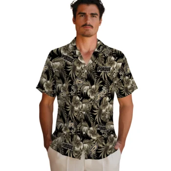 purdue boilermakers hibiscus exotic gold hawaiian shirts fashion forward