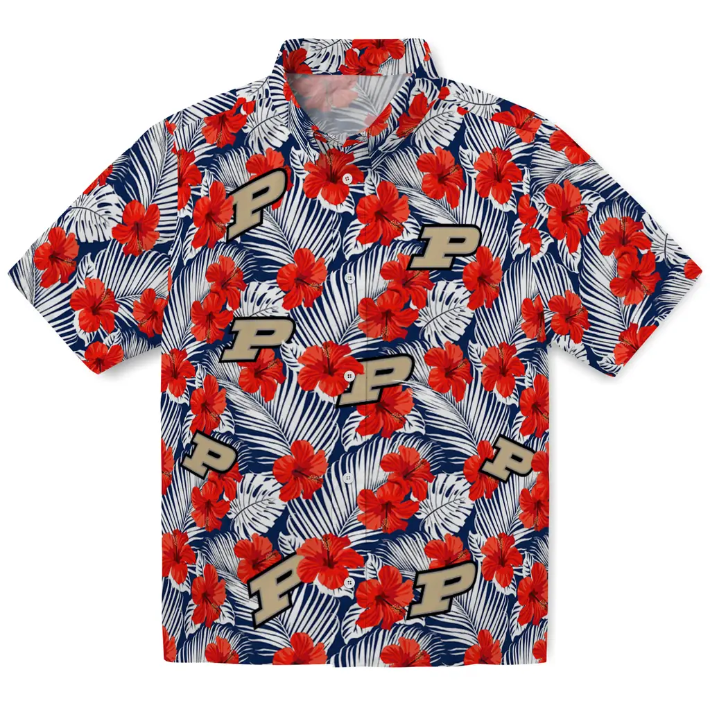 Purdue Boilermakers Hawaiian Shirt - Hibiscus Fiesta purdue boilermakers hibiscus fiesta red royal blue hawaiian shirts best selling