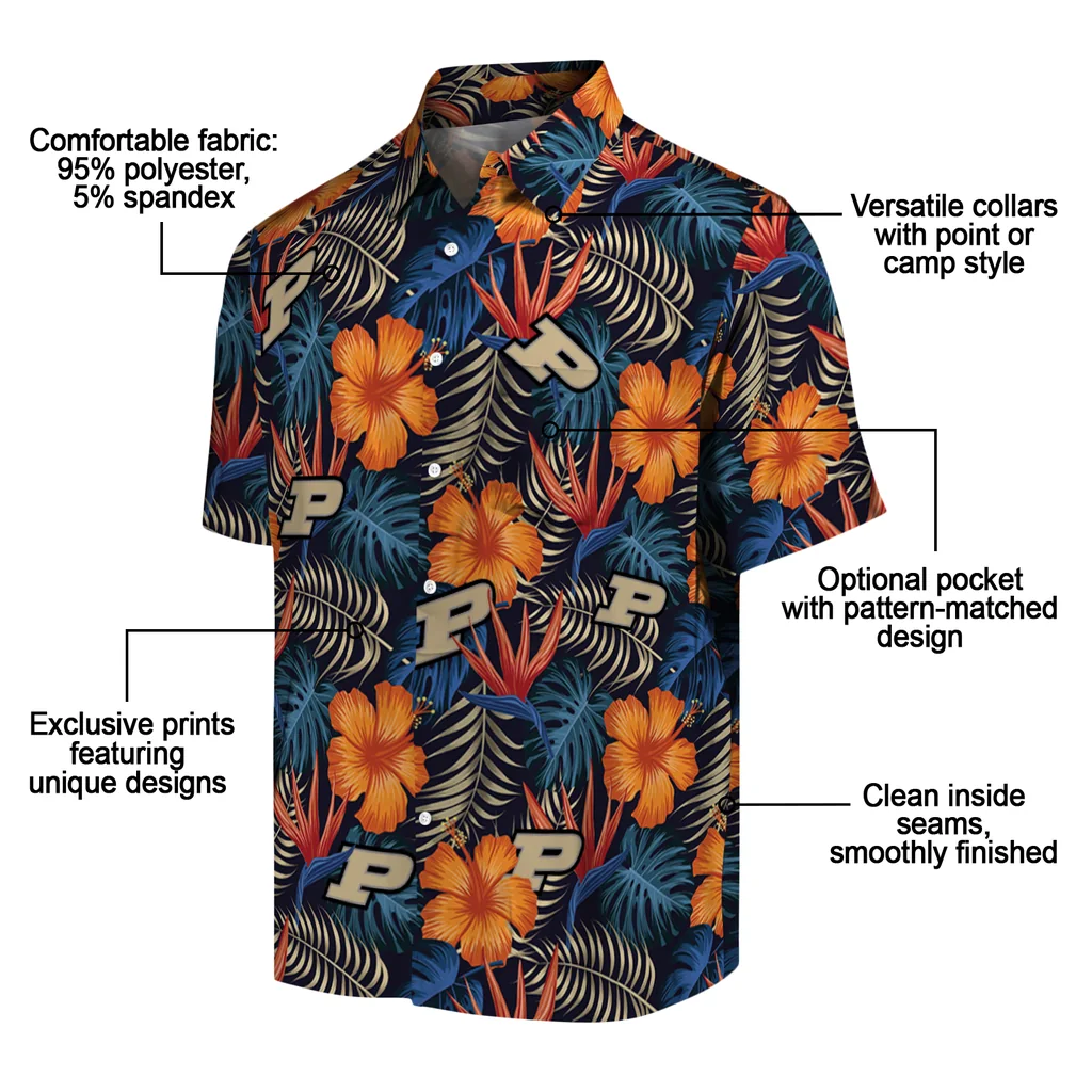 Purdue Boilermakers Hawaiian Shirt - Hibiscus Foliage purdue boilermakers hibiscus foliage hawaiian shirts new arrival