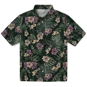 purdue boilermakers hibiscus leaves pattern green hawaiian shirts best selling