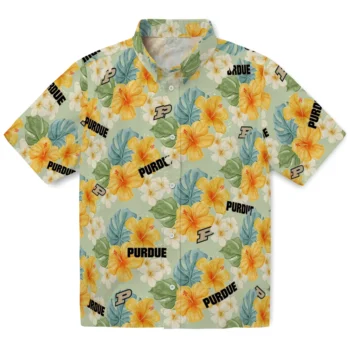 purdue boilermakers hibiscus mood pale lime yellow hawaiian shirts best selling