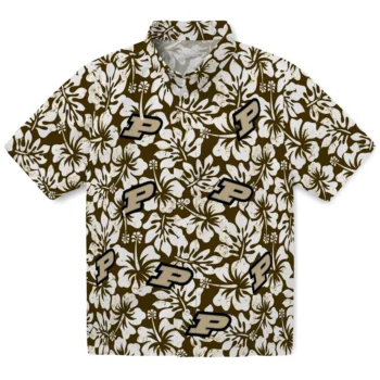 purdue boilermakers hibiscus motif gold white hawaiian shirts best selling