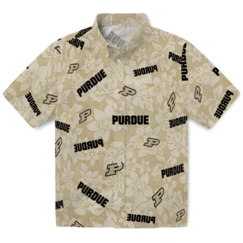 purdue boilermakers hibiscus oasis gold hawaiian shirts best selling