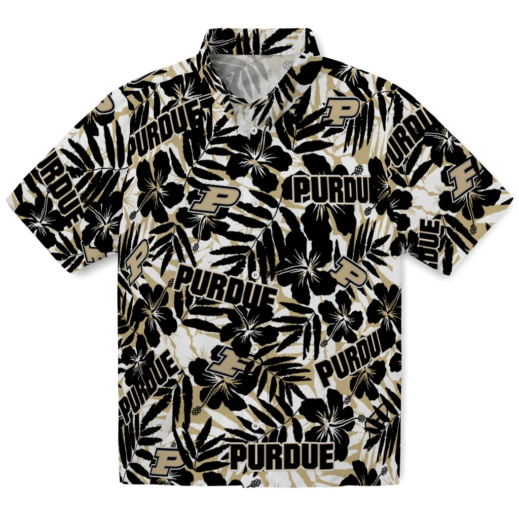 Purdue Boilermakers Hawaiian Shirt - Hibiscus Overlay purdue boilermakers hibiscus overlay hawaiian shirts best selling
