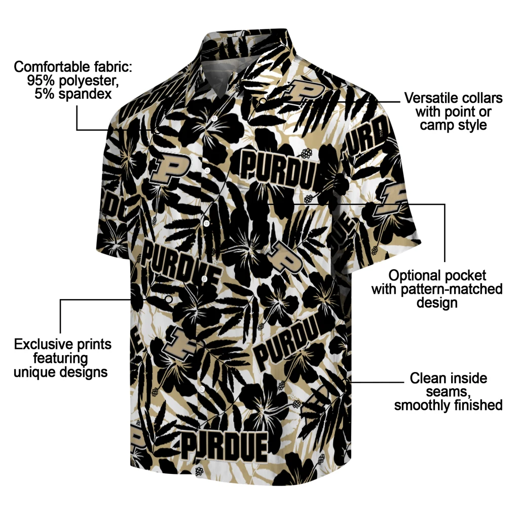 Purdue Boilermakers Hawaiian Shirt - Hibiscus Overlay purdue boilermakers hibiscus overlay hawaiian shirts new arrival