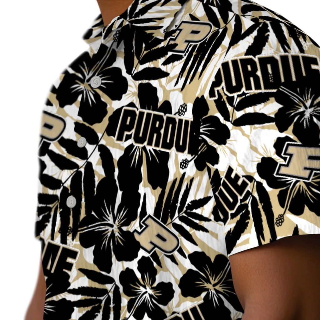 Purdue Boilermakers Hawaiian Shirt - Hibiscus Overlay purdue boilermakers hibiscus overlay hawaiian shirts trendy