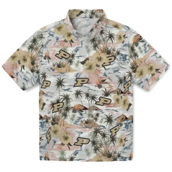 purdue boilermakers hibiscus seaside white hawaiian shirts best selling