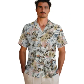 purdue boilermakers hibiscus seaside white hawaiian shirts fashion forward