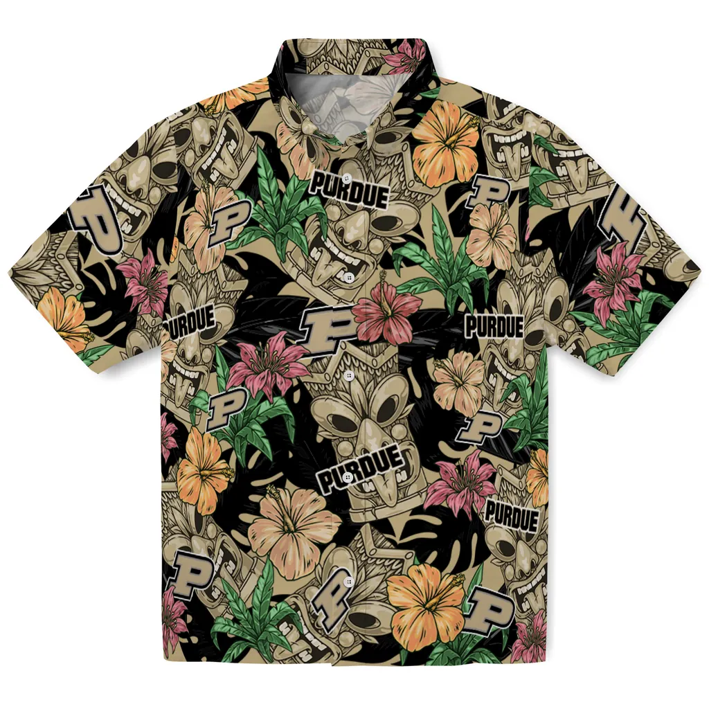 Purdue Boilermakers Hawaiian Shirt - Hibiscus Tiki Jungle purdue boilermakers tiki jungle gold hawaiian shirts best selling