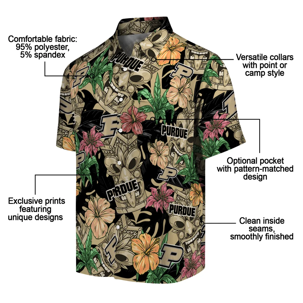 Purdue Boilermakers Hawaiian Shirt - Hibiscus Tiki Jungle purdue boilermakers tiki jungle gold hawaiian shirts new arrival