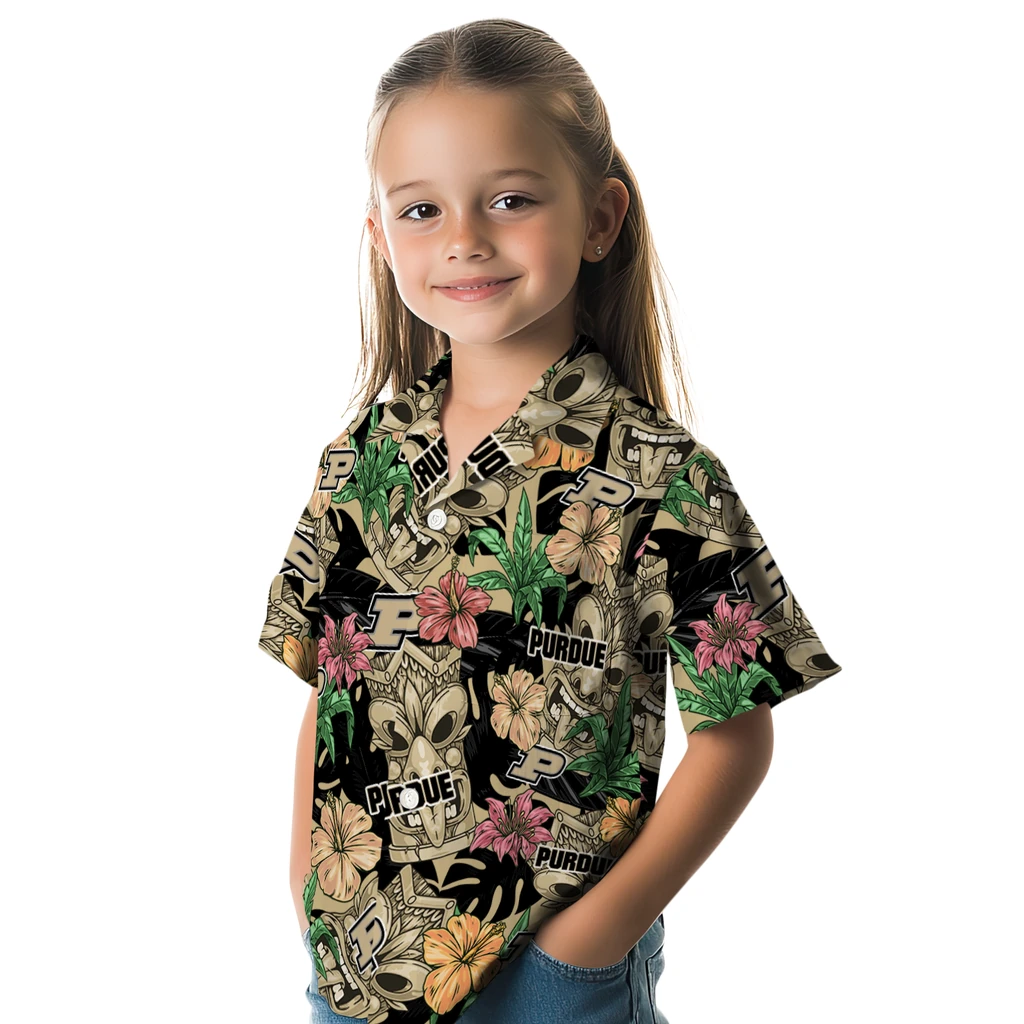 Purdue Boilermakers Hawaiian Shirt - Hibiscus Tiki Jungle purdue boilermakers tiki jungle gold hawaiian shirts premium grade