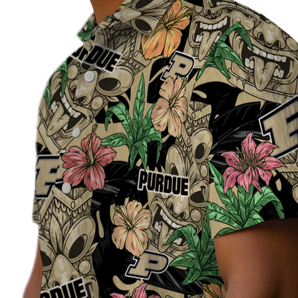 Purdue Boilermakers Hawaiian Shirt - Hibiscus Tiki Jungle purdue boilermakers tiki jungle gold hawaiian shirts trendy
