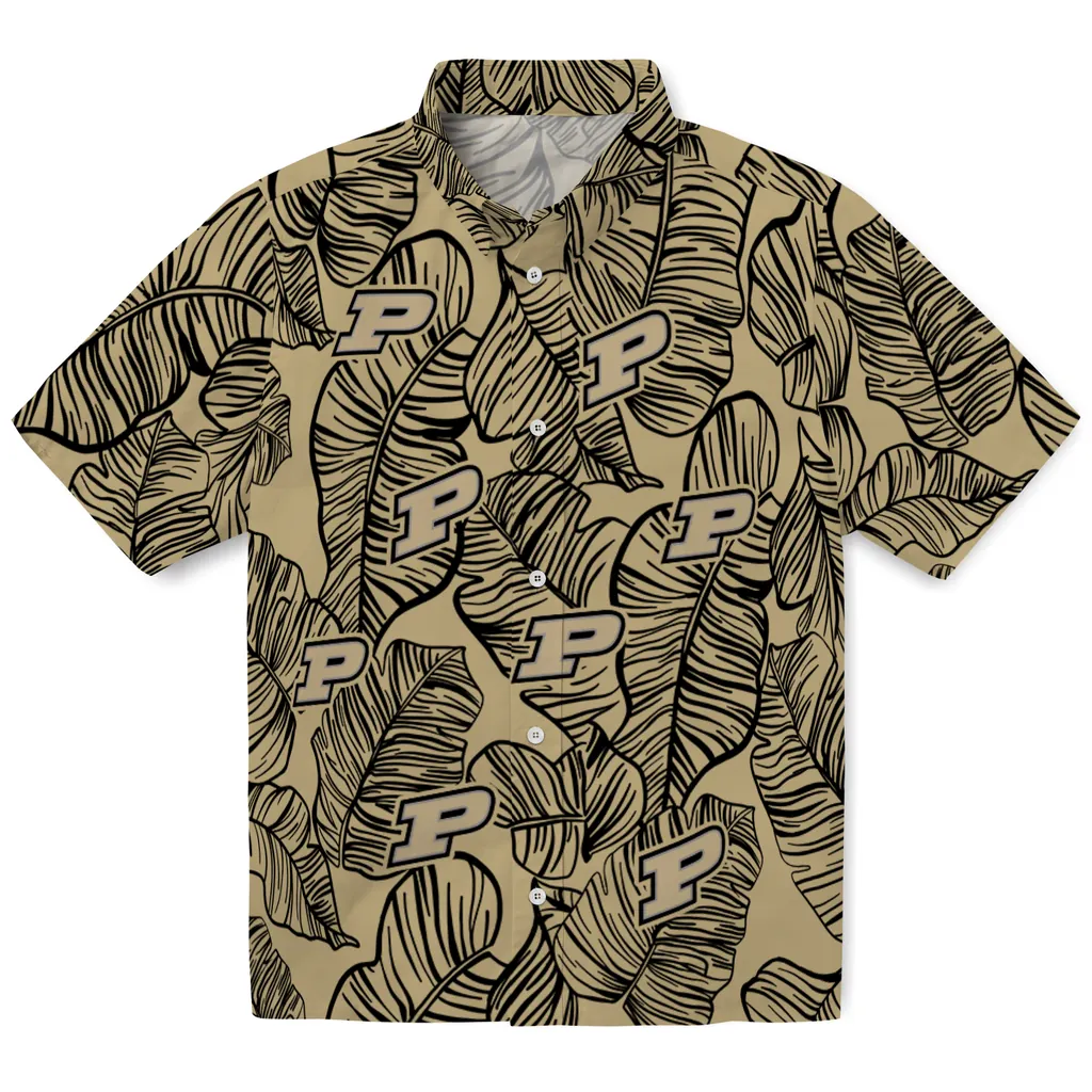 Purdue Boilermakers Hawaiian Shirt - Leaf Outline purdue boilermakers leaf outline gold hawaiian shirts best selling