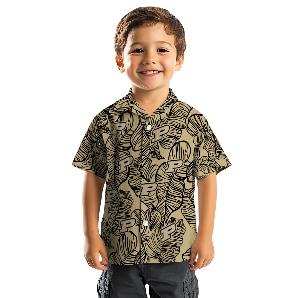 Purdue Boilermakers Hawaiian Shirt - Leaf Outline purdue boilermakers leaf outline gold hawaiian shirts top rated