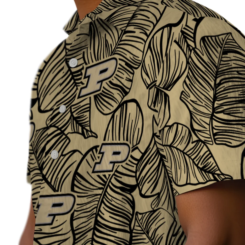 Purdue Boilermakers Hawaiian Shirt - Leaf Outline purdue boilermakers leaf outline gold hawaiian shirts trendy