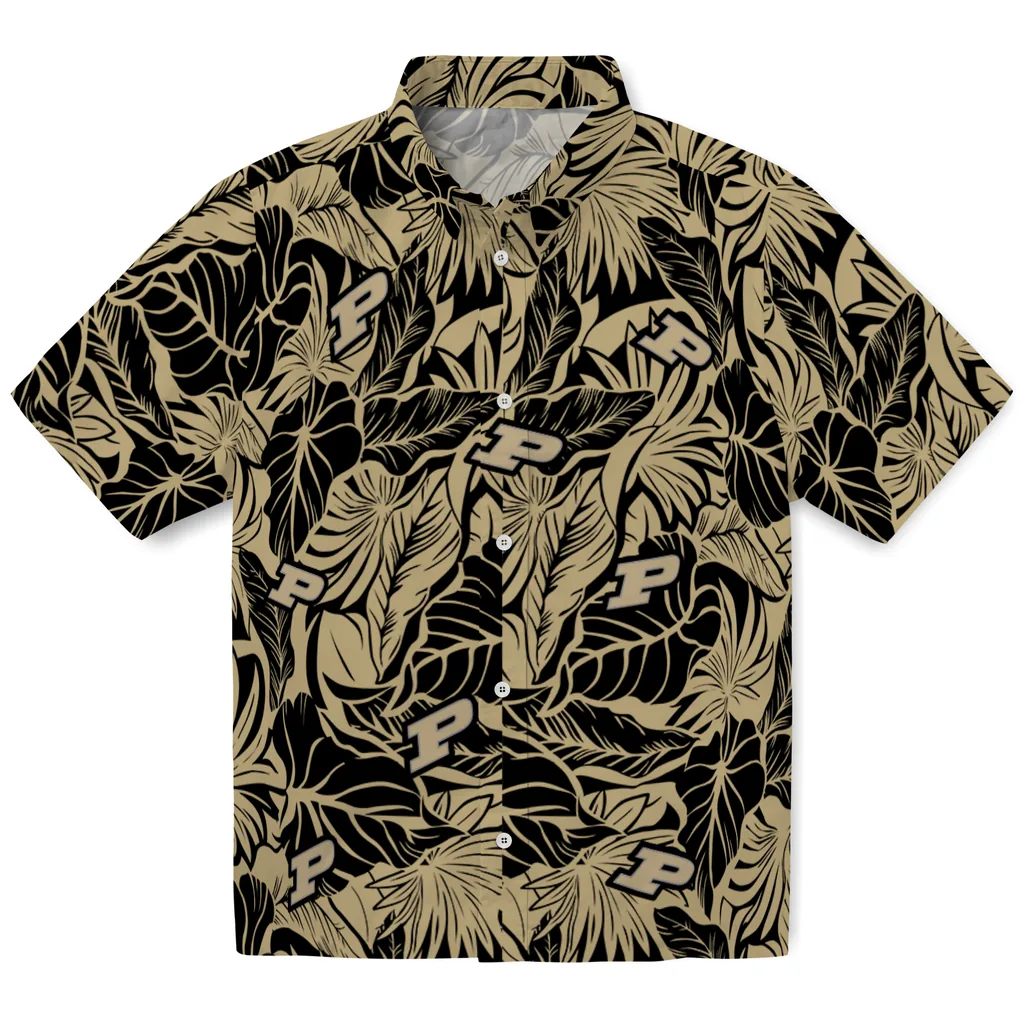 Purdue Boilermakers Hawaiian Shirt - Monstera Layer purdue boilermakers monstera layer gold hawaiian shirts best selling