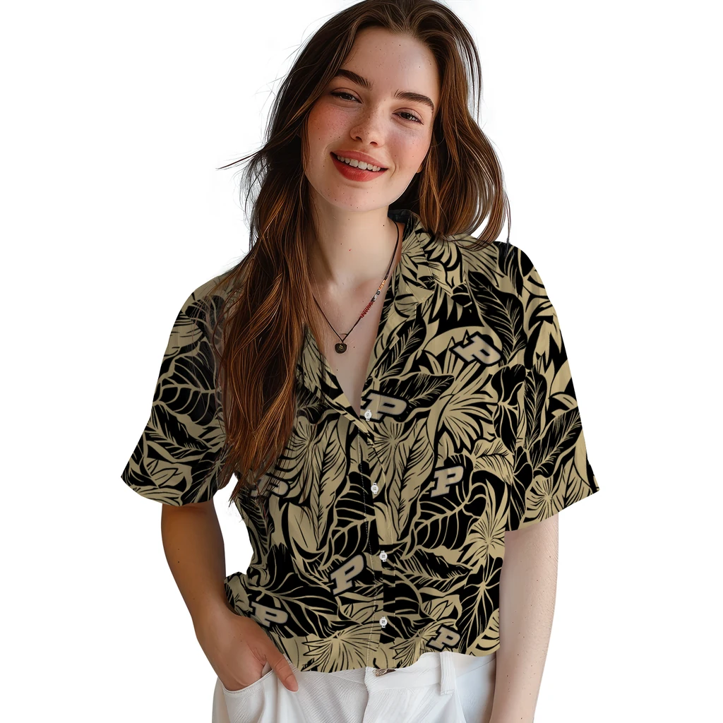 Purdue Boilermakers Hawaiian Shirt - Monstera Layer purdue boilermakers monstera layer gold hawaiian shirts latest model