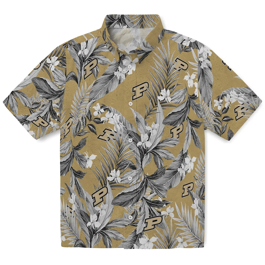Purdue Boilermakers Hawaiian Shirt - Palm Leaves purdue boilermakers palm leaves gold hawaiian shirts best selling