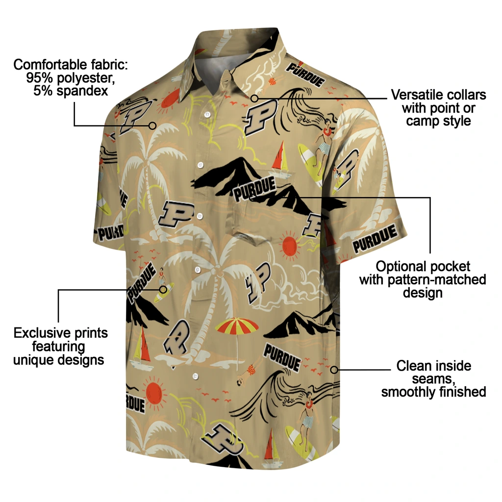 Purdue Boilermakers Hawaiian Shirt - Palm Tree Island purdue boilermakers palm tree island gold hawaiian shirts new arrival