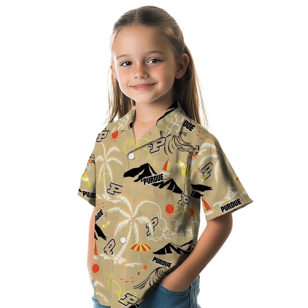 Purdue Boilermakers Hawaiian Shirt - Palm Tree Island purdue boilermakers palm tree island gold hawaiian shirts premium grade