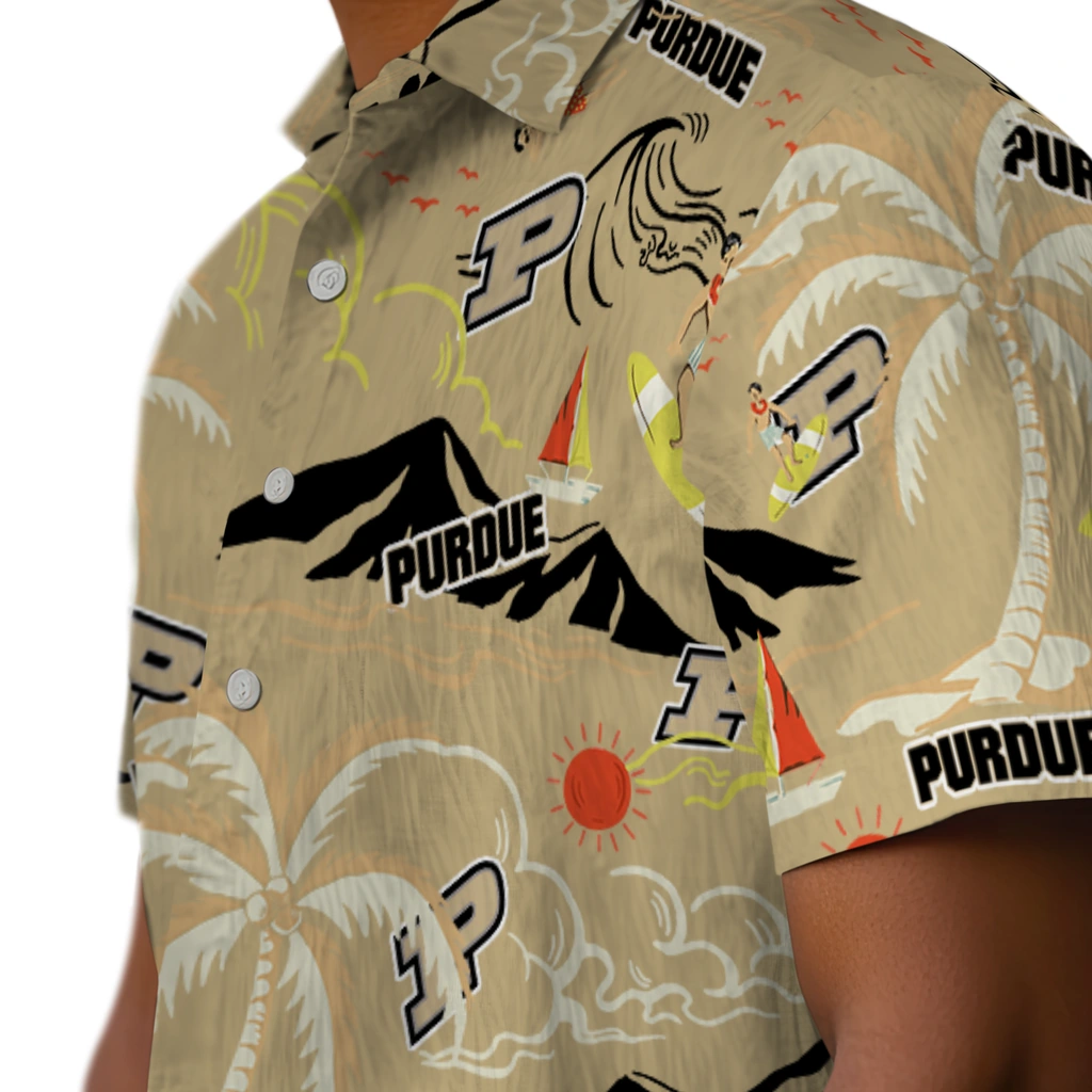 Purdue Boilermakers Hawaiian Shirt - Palm Tree Island purdue boilermakers palm tree island gold hawaiian shirts trendy