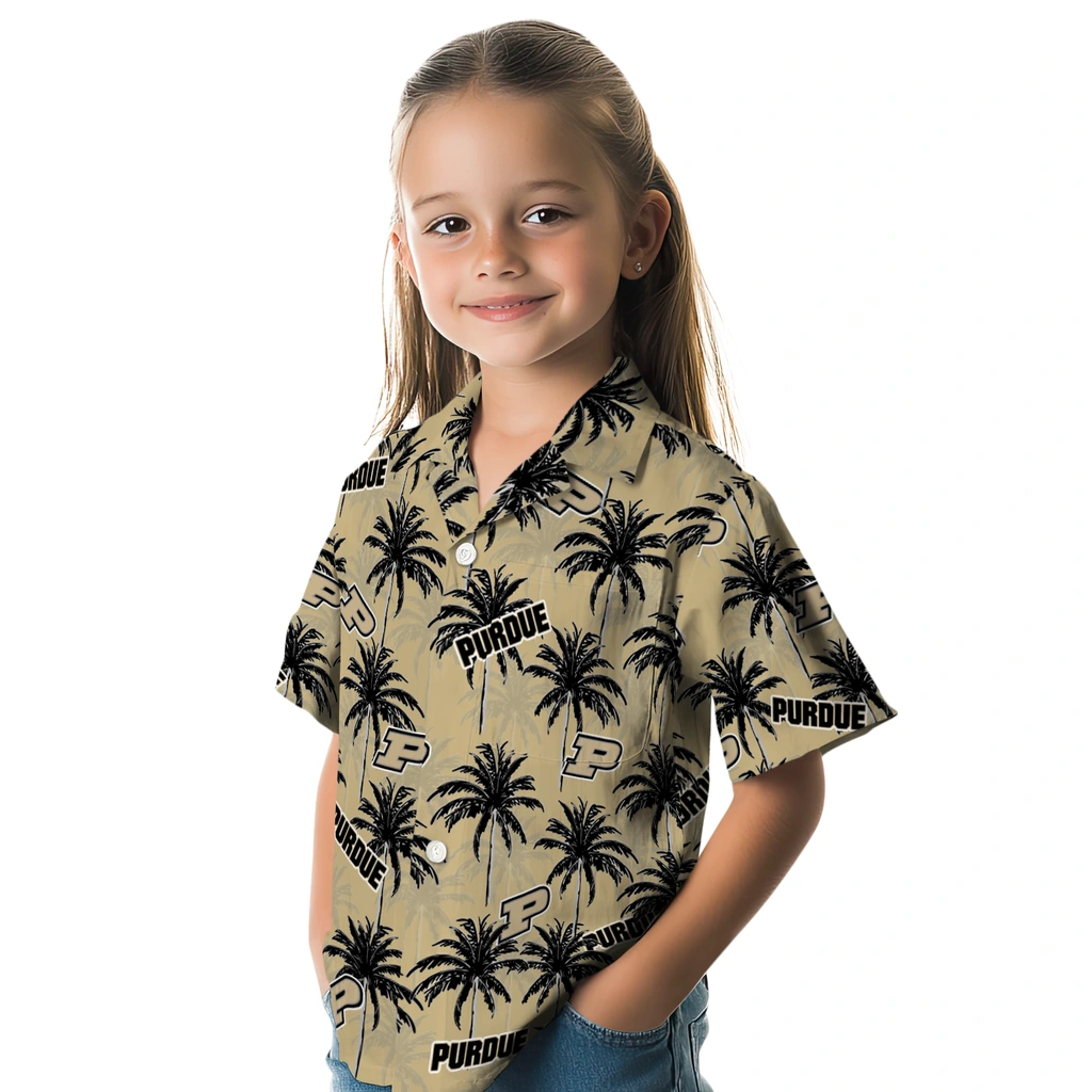Purdue Boilermakers Hawaiian Shirt - Palm Tree Motif purdue boilermakers palm grove gold hawaiian shirts premium grade