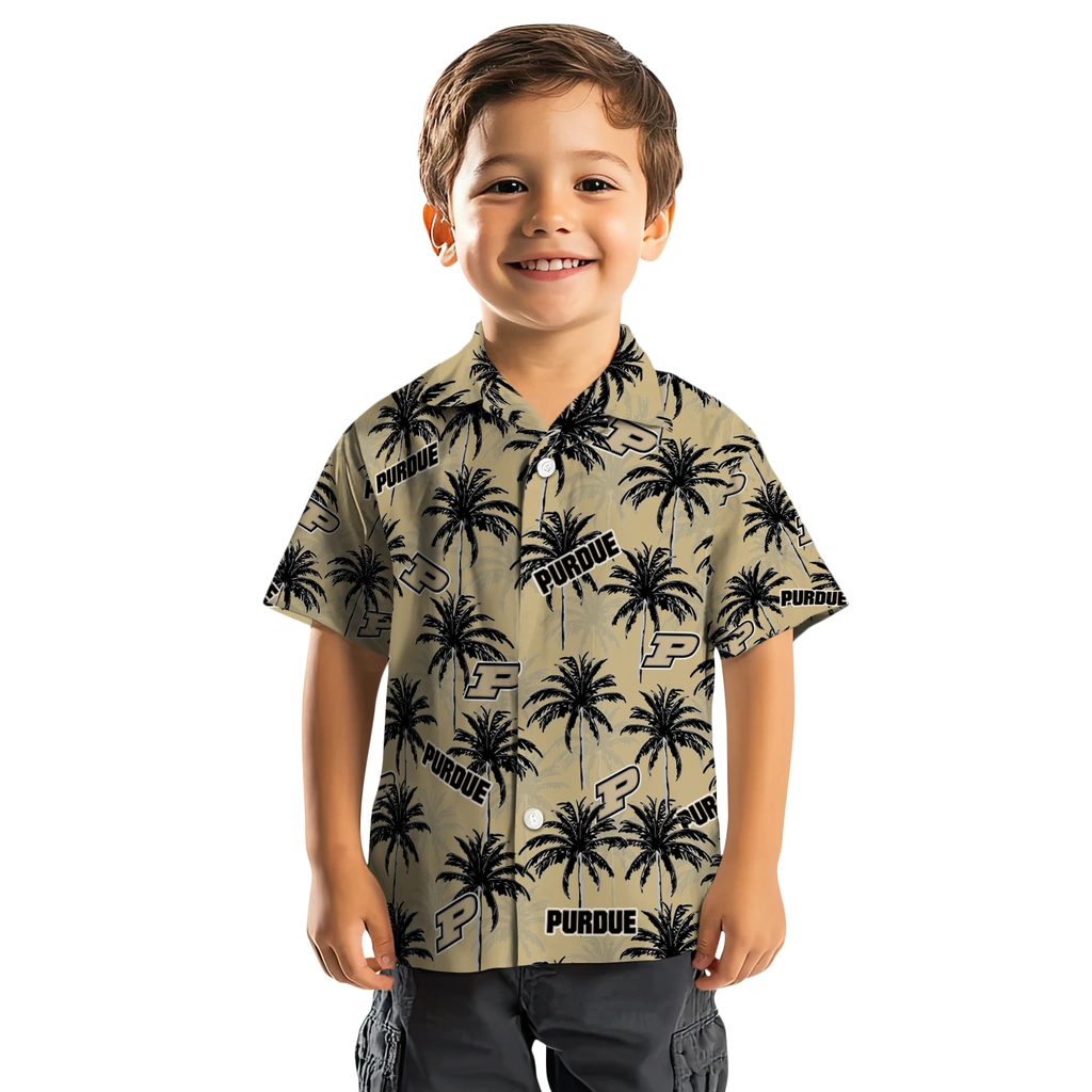 Purdue Boilermakers Hawaiian Shirt - Palm Tree Motif purdue boilermakers palm grove gold hawaiian shirts top rated