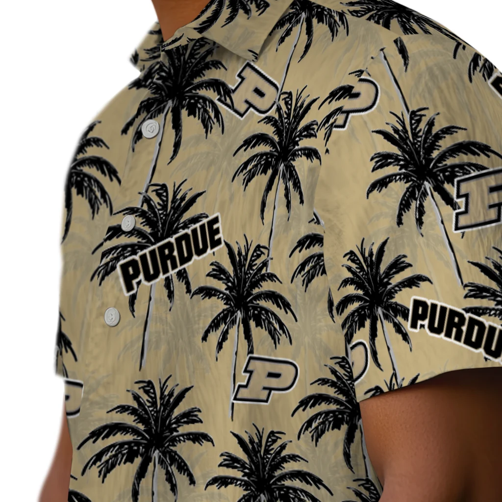 Purdue Boilermakers Hawaiian Shirt - Palm Tree Motif purdue boilermakers palm grove gold hawaiian shirts trendy