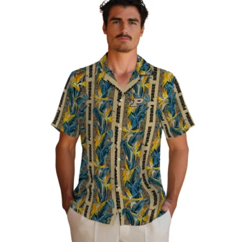 purdue boilermakers paradise vines gold hawaiian shirts fashion forward