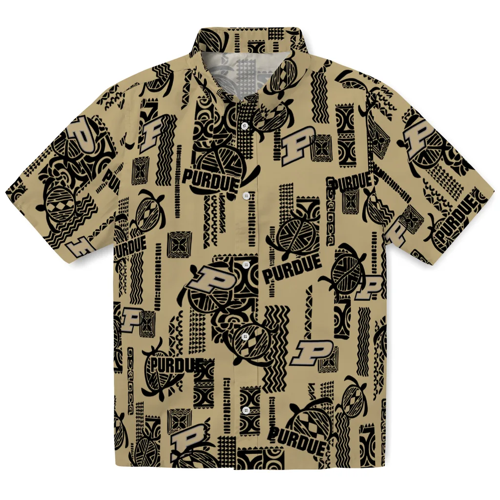 Purdue Boilermakers Hawaiian Shirt - Turtle Lines purdue boilermakers turtle lines gold hawaiian shirts best selling