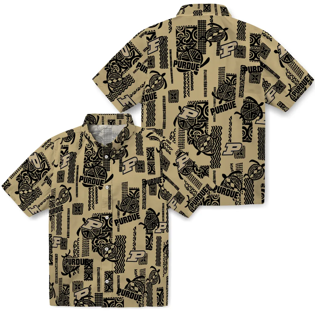 Purdue Boilermakers Hawaiian Shirt - Turtle Lines purdue boilermakers turtle lines gold hawaiian shirts high quality