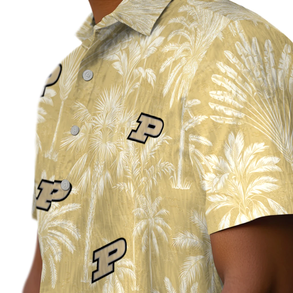 Purdue Boilermakers Hawaiian Shirt - Vintage Palm Tree purdue boilermakers palm shadows gold hawaiian shirts trendy