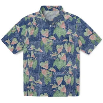 rice owls anthurium overlay navy blue hawaiian shirts best selling