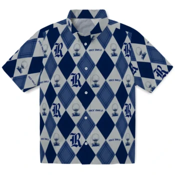 rice owls balloon plaid navy blue hawaiian shirts best selling