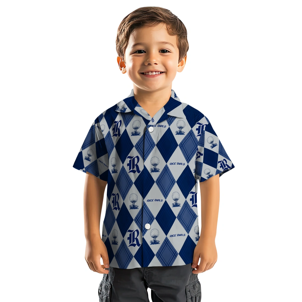 Rice Owls Hawaiian Shirt - Golfing Plaid rice owls balloon plaid navy blue hawaiian shirts top rated