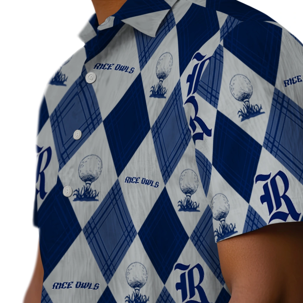 Rice Owls Hawaiian Shirt - Golfing Plaid rice owls balloon plaid navy blue hawaiian shirts trendy