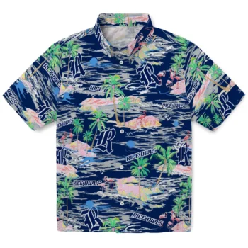 rice owls flamingo retreat navy blue hawaiian shirts best selling