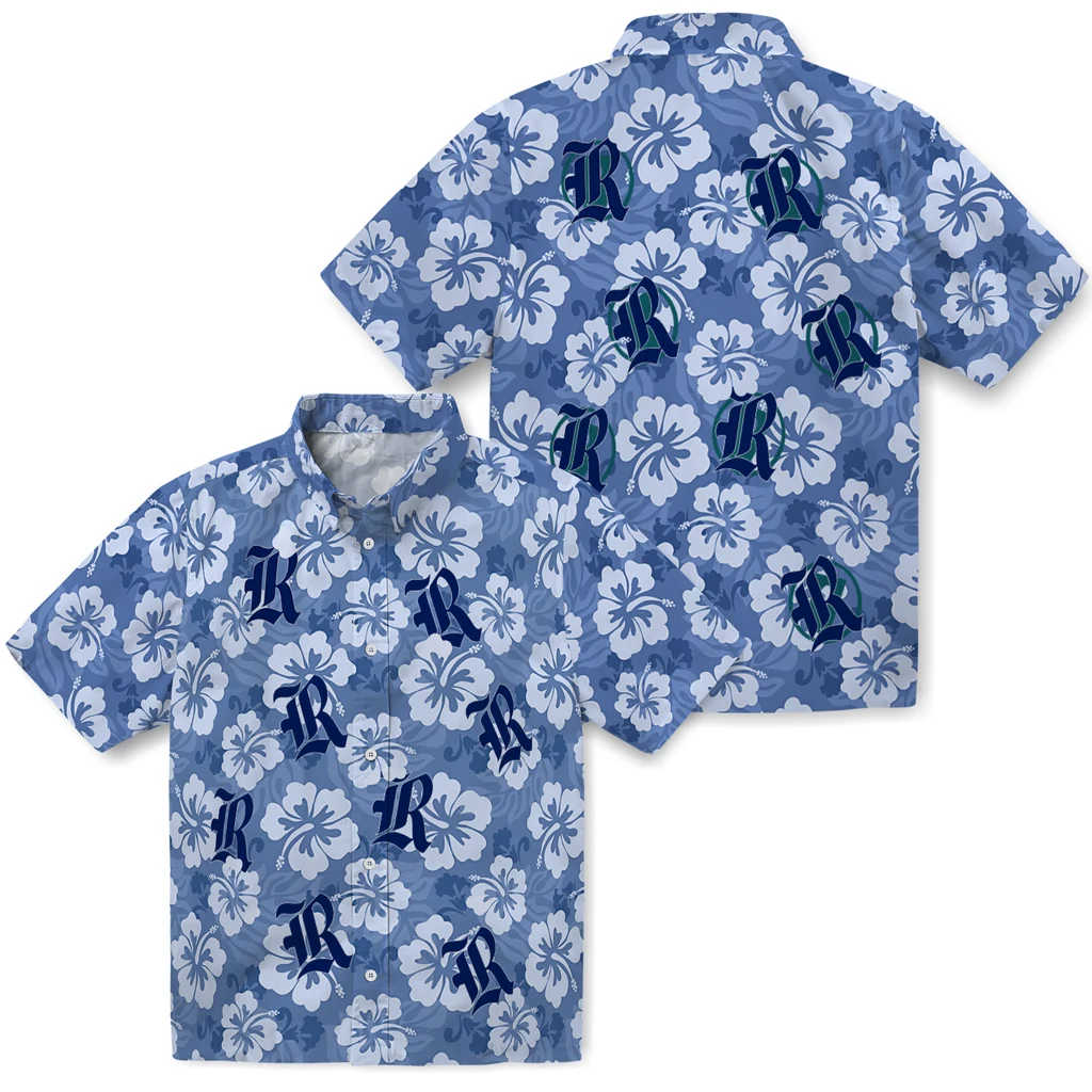 Rice Owls Hawaiian Shirt - Hibiscus Cluster rice owls hibiscus cluster navy blue hawaiian shirts high quality