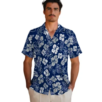 rice owls hibiscus bloom navy blue hawaiian shirts fashion forward