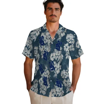 rice owls hibiscus flowers navy blue hawaiian shirts fashion forward